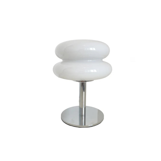 White Glass French Macaron Mid Century Modern Lamp