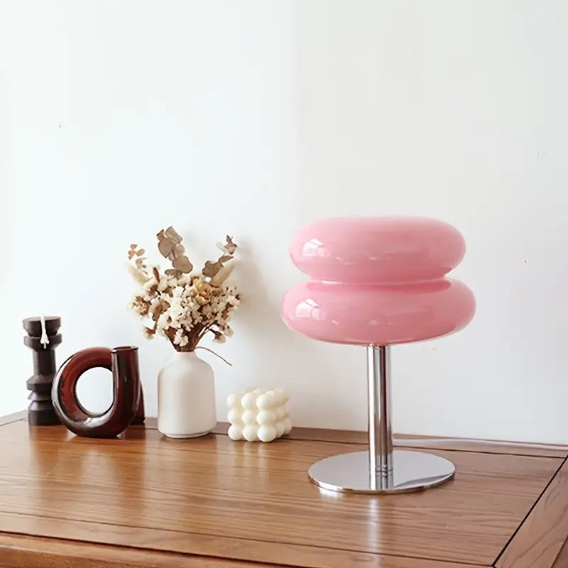 Pink Glass French Macaron Mid-Century Modern Lamp